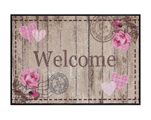 Salonloewe Fußmatte waschbar Cottage Chic Welcome Roses 50x75 cm SLD1104-050x075