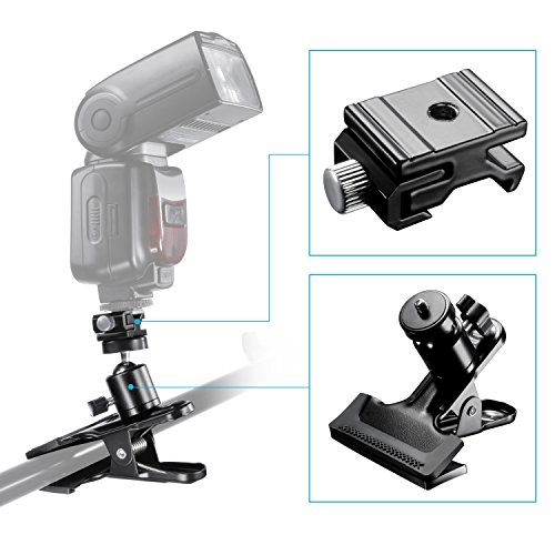 Neewer® 360 Swivel Mini Ball Head fotografía Pinza con Speedlite Flash de Zapata 1/4 