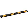 COSTWAY 54cm/182cm Rubber Curb, 1/2 Pack Parking Lot Vehicle Floor Wheel Stopper with Yellow Reflective Strips, Heavy Duty Garage Blocks Parking Target for Car Truck RV Trailer (1 Pack, 182x15x10cm)