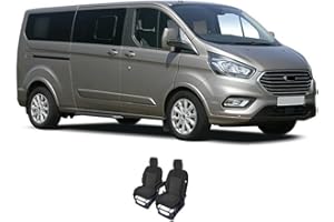 Accesorionline Housses de siège compatibles avec Ford Transit Custom Housses en tissu noir (2 places)