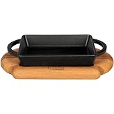 Lava Pişirme Kabı LV ECO P TV 1215 K4 Dikd&ouml;rtgen Schale ve Holzplatter, &Ouml;l&ccedil;&uuml;ler 12 x 15 cm, D&ouml;kme Demir, Siyah