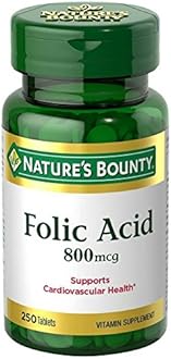 Nature's Bounty Folic Acid 800 mcg Tablets Maximum Strength 250 ea (Pack of 6)