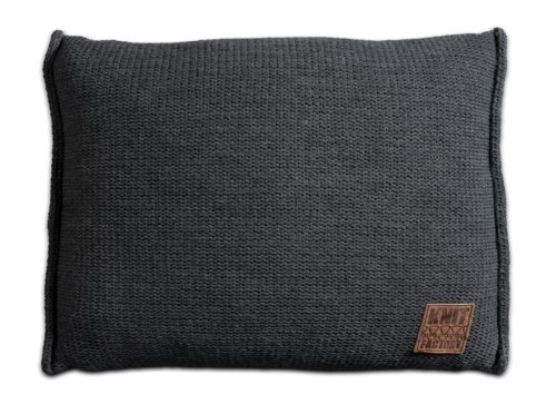 Knit Factory 131310 Dekokissen Strickkissen Uni mit Füllung, 60 x 40 cm, anthrazit