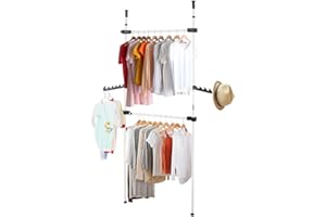 Cerlingwee Appendiabiti, 2 Barre ABS Appendiabiti da soffitto a soffitto Armadio Appendiabiti telescopico per Soggiorno per Uso Domestico