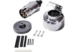 Feuunly Spina Presa 7 Poli Rimorchio, Spina 7 Poli E Presa 7 Poli Rimorchio 12V Connettori Impermeabile Guarnizione in Gomma Kit, con Tubo Termoretraibile E Detrazione Filo Rame(Lega di Alluminio)