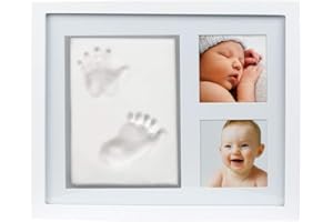 Pearhead Babyprints Newborn Baby Handprint and Footprint Photo Frame Kit, No Bake Clay, Newborn Baby Registry Must Haves, Baby Shower, White