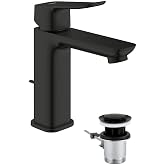 GROHE Dice M Basin Mixer Tap with Automatic Vacuum (Ceramic Cartridge 28 mm, Water Saving, 3/8 Inch Connections, Easy to Inst