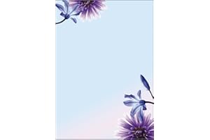SIGEL DP903 Papier à lettres, 21 x 29,7 cm, 90g/m², fleurs du printemps, bleu et violet, 50 feuilles,