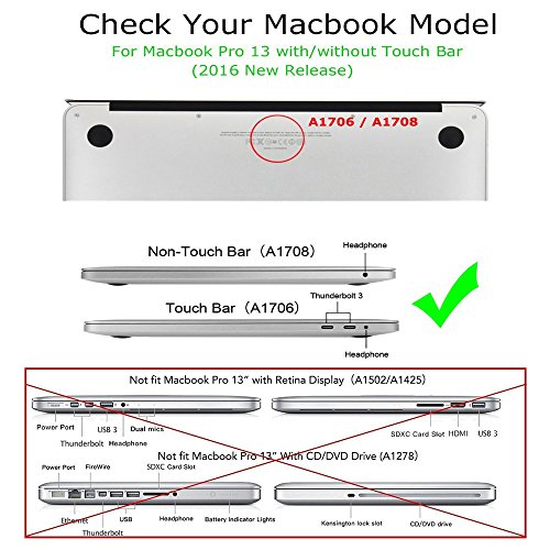 MacBook Pro 13 H  lle 2016  UCMDA Ultra Slim Smooth Plastik Hartschale Schutzh  lle Snap Cover f  r Apple MacBook Pro 13  Retina Display  A1706   A170