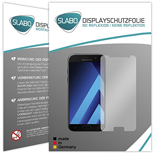 4 x Slabo Displayschutzfolie für Samsung Galaxy A5 (2017) SM-A520F Folie Zubehör (verkleinerte Folien, aufgrund der Wölbung des Displays) "No Reflexion" MATT - entspiegelnd MADE IN GERMANY