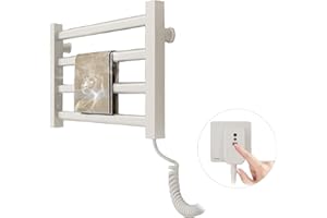 Qawner Handtuchheizkörper Elektrisch Klein, 80W Handtuchtrockner Heizkörper, Bad Handtuchtrockner Elektrisch, 55℃ Thermostat, 45x30cm Handtuch Heizkörper (Weiß)