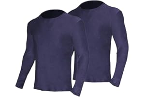 YUSHOW Lot de 2 sous Vetement Thermique Homme Maillot de Corps à Col Rond Manches Longues Hiver sous-Vêtements Haut Chauds Ultra Doux Base Layer