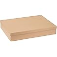 Glorex Rectangular Box with lid Made of FSC Certified Cardboard, Approx. 24.7 x 34.7 x 6.4 cm, Suitable for DIN A4, for Gluing, Painting, decopatch or decoupage, Natural Brown, 24,7 x 34,7 x 6,4 cm