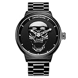 JIANGYUYAN Heiße Neue Piratenmode Schädel Stil Quarz männer Uhren Marke Männer Military Edelstahl Männer Sportuhr Wasserdicht alle schwarz