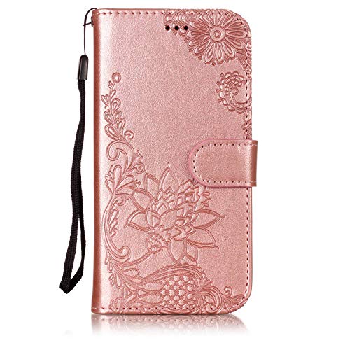 Preisvergleich Produktbild Homikon PU Leder Hülle Schön Spitze Schutzhülle Brieftasche Ledertasche Bookstyle Lanyard Weiche Handyhülle Kunstleder Lederhülle Silikon Tasche Kompatibel mit Samsung Galaxy A3 2017 - Roségold