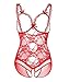 Produktbild KELITCH Dessous Erotik Rot Spitze Damen Bodysuit Brust Offen Sexy Unterwäsche Unten Offen Babydoll - Größe M