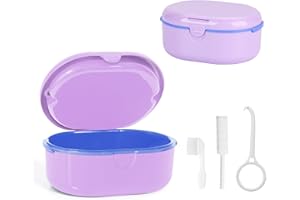 HNCY Zahnspangendose, Zahnspangendose zum Reinigen, Gebissdose Tragbar, Zahnprothesen Behälter mit Sieb und Spiegel, Zahnschiene box für Zahnspange/Falsche Zähne Aufbewahrung und Reiniger, Denture Bath Box