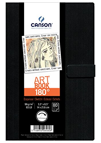 Canson Art Book 180° - Cuaderno de dibujo, 14 x 21.6 cm, color negro