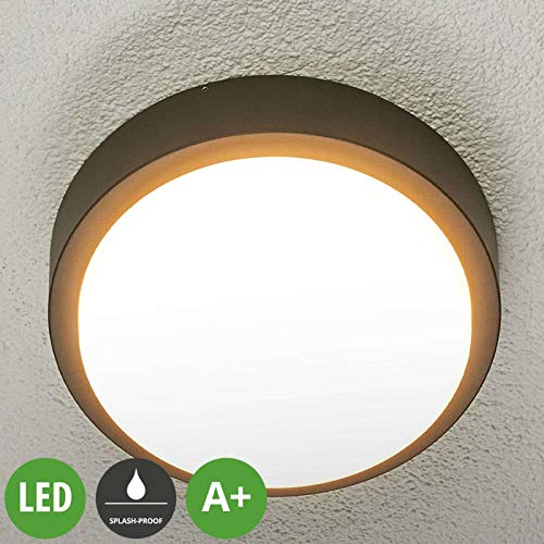 LED Lámparas de techo 'Maxine' (Moderno) en Negro hecho de Aluminio (1 llama, A+) de LAMPENWELT | lámpara de exterior para el jardín, la terraza, el balcón y la vivienda, lámpara de techo LED