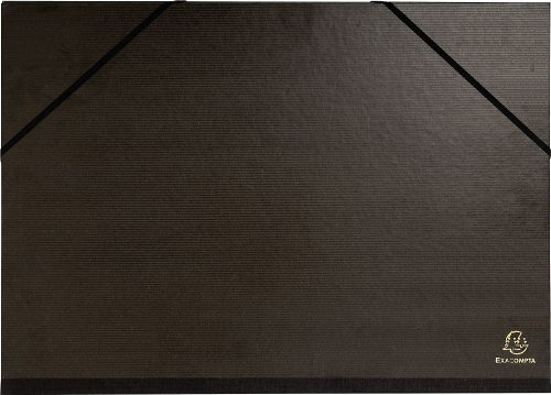 Exacompta 548015E Zeichenmappe mit Gummizug und 3 klappen für format Din A3, Kraft, 32 x 45 cm, schwarz