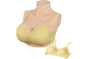 Peikey Faux Sein Silicone Travesti, [Version Courte] Fausse Poitrine Bust en Silicone réaliste avec Soutien-Gorge Approprié, pour Drag Queens, Cosplay, Bonnet B-G