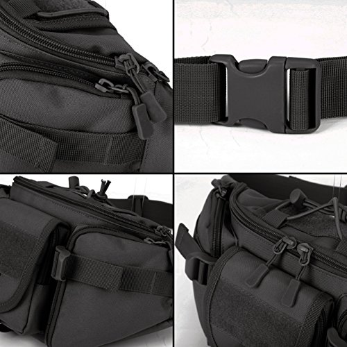 DCCN Tactical Hüfttasche Bauchtasche Militär Gürteltasche mit 5 Fächer inkl. Reißverschluss für Outdoor Sport Trekking Wandern Running - 9