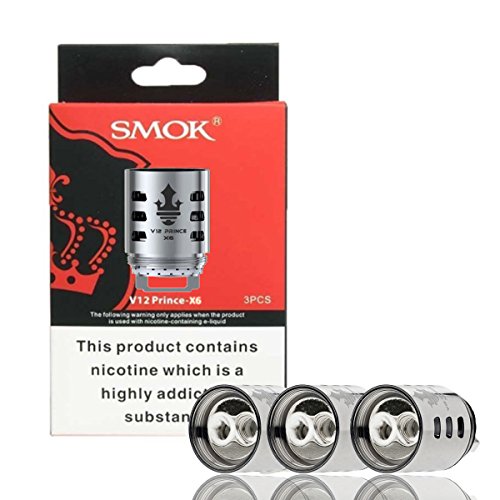 Smok TFV12 Prince Resistance X6 Coils 0,15 ohm (Lot de 3) Bobines de Rechange Vapoteuse Pour Réservoir TFV12 Prince Tank,Resa Prince Cigarettes électroniques Sans Nicotine Ni Tabac