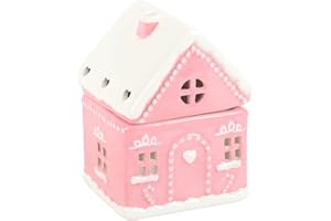 Tech Island Wax Burner, Ceramic Gingerbread House Oil Burne, Wax Melt Burners, Wax Melts, Aromatherapy Diffuser, Oil Diffuser, Essential Oil For Diffusers For Home Decor, Room Décor (Pink)