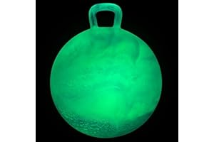 INPODAK Space Hopper for Kids Age 3 and up, Glow in the Dark Spacehopper,18 Inches Hopping Ball for Kids 8 to 12, Glowing Jumping Ball with Handle, Night Garden Toy Hop Balls Inside Park Yard