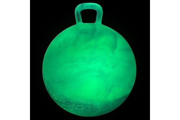 INPODAK Veilleuse Space Hopper, Balle Sauteuse pour Enfants de 5 à 9 Ans, Balle Sauteuse de 50 cm, Balles Rebondissante avec poignée, Jouet Sauteur pour Enfants de 5,6,7,8 et 9 Ans