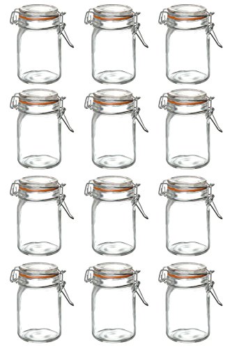 Einmachglas Vorratsglas mit orangenem Silikonring und Bügelverschluss 70 ml 250 ml 500 ml 1000 ml, Größe / Stückzahl:250 ml / 12 Stück