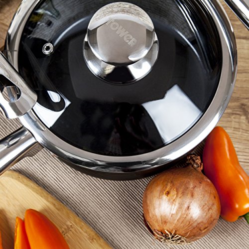 Tower Linear Ceramic Coated, 5 Piece Pan Set - Black