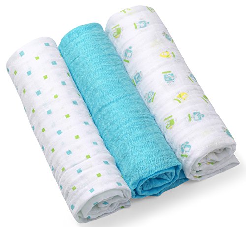Super soft muslin nappies 70 x 70 cm (Pack of 3) 100% Natural Cotton 7306