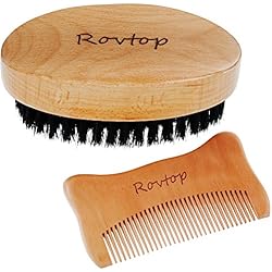 Rovtop Kit Barbe Peigne Barbe Brosse à Poil de Sanglier Naturel Brosse Barbe Poil de Sanglier Baume a Barbe Peigne Entretien Barbe Cheveux Soin Cheveux Kit d'Entretien le Soin de la Barbe de l'homme