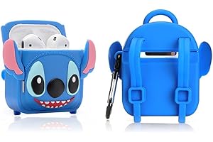 Derhom Silicone Airpods Cover Carina Divertente Compatibile per Apple Airpods 1 e 2 [Borsa Serie] (Stitch)