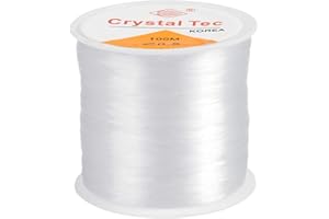 DISINO 100m Clear Nylon Invisible Thread - 0.5mm Elastic Invisible String, Bracelet String, Transparent Beading Thread for Hanging Decorations, Jewellery Making and Sew Hobby