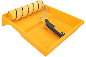HARDY WORKING TOOLS - Kit de Pintura: Rodillo 25 cm Ø48 mm con Mango Bimaterial + Bandeja – Funda Hardstar de Poliéster Pelo 13 mm para Pintar Paredes y Techos