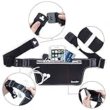 Teorder Laufgürtel Running Fitness Belt für Joggen,Outdoor Trekking,Sport Hüfttasche für iPhone 6/6s/7 Plus/Samsung Galaxy Handy, Lauftasche/Gürteltasche/Wasserdichte Fitness Gürtel / WaistPack Bauchtasche / Lauf und Sports Gürtel mit Hüfttasche / Laufen Handytasche, für Damen/Herren, mit reißverschluss,Reflektierenden Streifen,Built-in zwei Tasche(Schwarz) - 