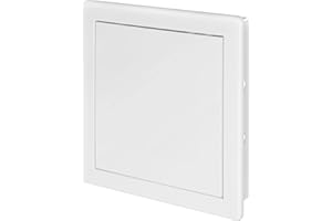 Awenta Pannello di accesso in plastica Porta 200 x 200 mm - Piastra sportello di apertura bianca - Chiusura della porta - Cerniera nascosta - Porta rimovibile - Superficie liscia verniciabile