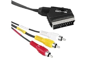 CABLEPELADO Cable SCART AV conmutable | Scart a | Adaptador convertidor Euro Conector | Conversor S-Video 3 | Adaptador Euroconector | 2 x Audio, 1 x Video, 1 x S-Video | 2 Metros