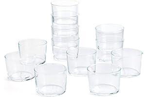 ACAN Set de 12 vasos de cristal 23 cl, modelo Chiquito, juego de vasos bajos para agua, bebidas, 8 x 5,7 cm, resistentes, ligeros, aptos para lavavajillas