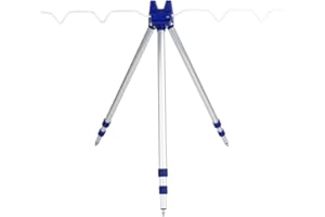 EJOYOUS Aluminium Alloy Telescopic Fishing Rod Holder Tripod with 3 Rod Rests - Portable Folding Support Stand