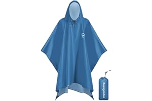 Beesgarden Waterproof Rain Poncho for Adult, Upgrade TPU Coating IP8000mm Waterproof Rating, Reusable Portable Unisex Hooded Rain Poncho for Outdoor Hiking, Camping, Concert, Travelling