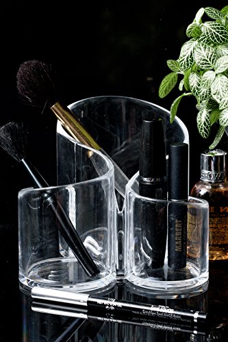 Oxid7® Organizer für Kosmetik Acryl | Aufbewahrungsbox für Make Up und Schmuck | Schmuckkästchen | Schubladenbox Schminke – 14x14x12cm – 3 Fächer - 4