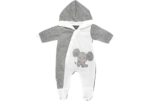 ZWOOS Vestiti per Bambole per New Born Baby Doll, Pigiama con Cappuccio per Bambolotti 35-43 cm (Elefante Grigio)
