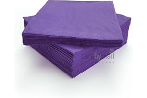 Paper Napkins | 33cm x 33cm | 2 Ply Disposable Paper Napkins/Serviettes | 100 Pack | CarebyMail (Purple)