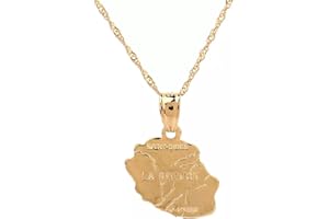CHENNINGSHANGMAO@ Collier Bijoux Bijoux Couleur La Réunion Carte Pendentif Collier Carte Pays France Ile de la Réunion Cartes Bijoux Cadeaux de Noël