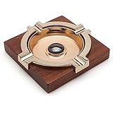 African Wenge Wood with Copper Cigar Ashtray Solid One Piece Design