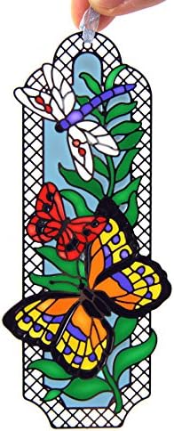 ACEVER Art Glass Tiffany Metallic Book Marks with Hand Painted Butterfly