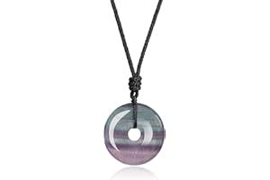 COAI Pendente Ciambella Ping'An Kou in Pietre Naturali con Laccio Regolabile